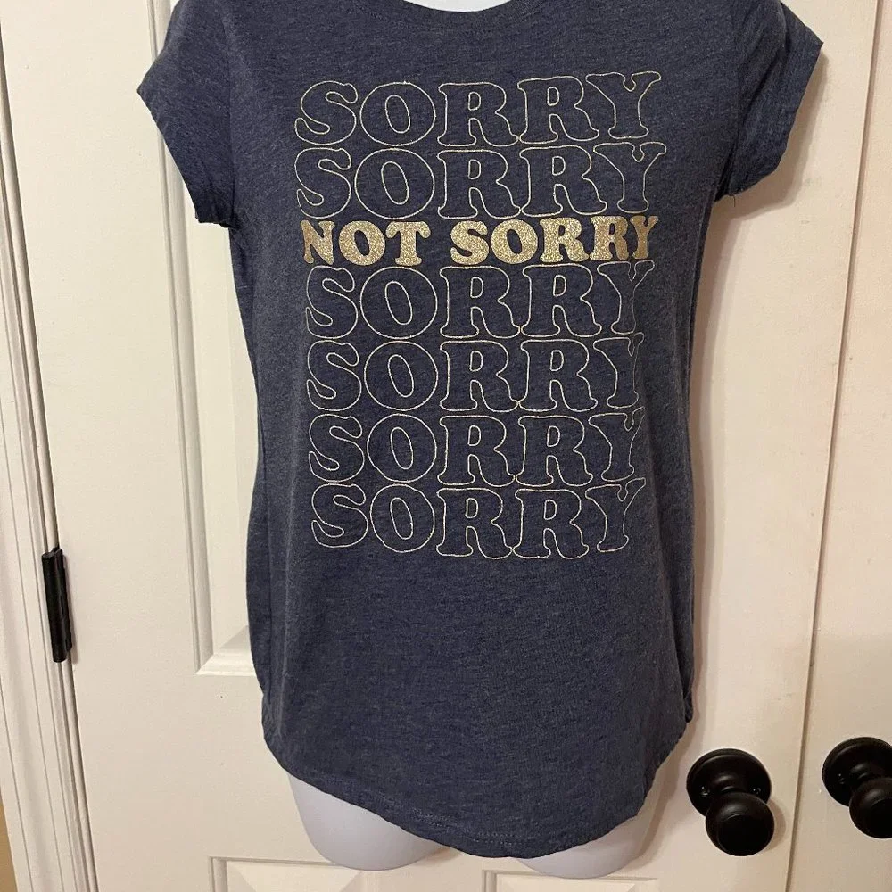 Children's Place Sorry/Not Sorry blue and gold  short sleeve t-shirt sz 14